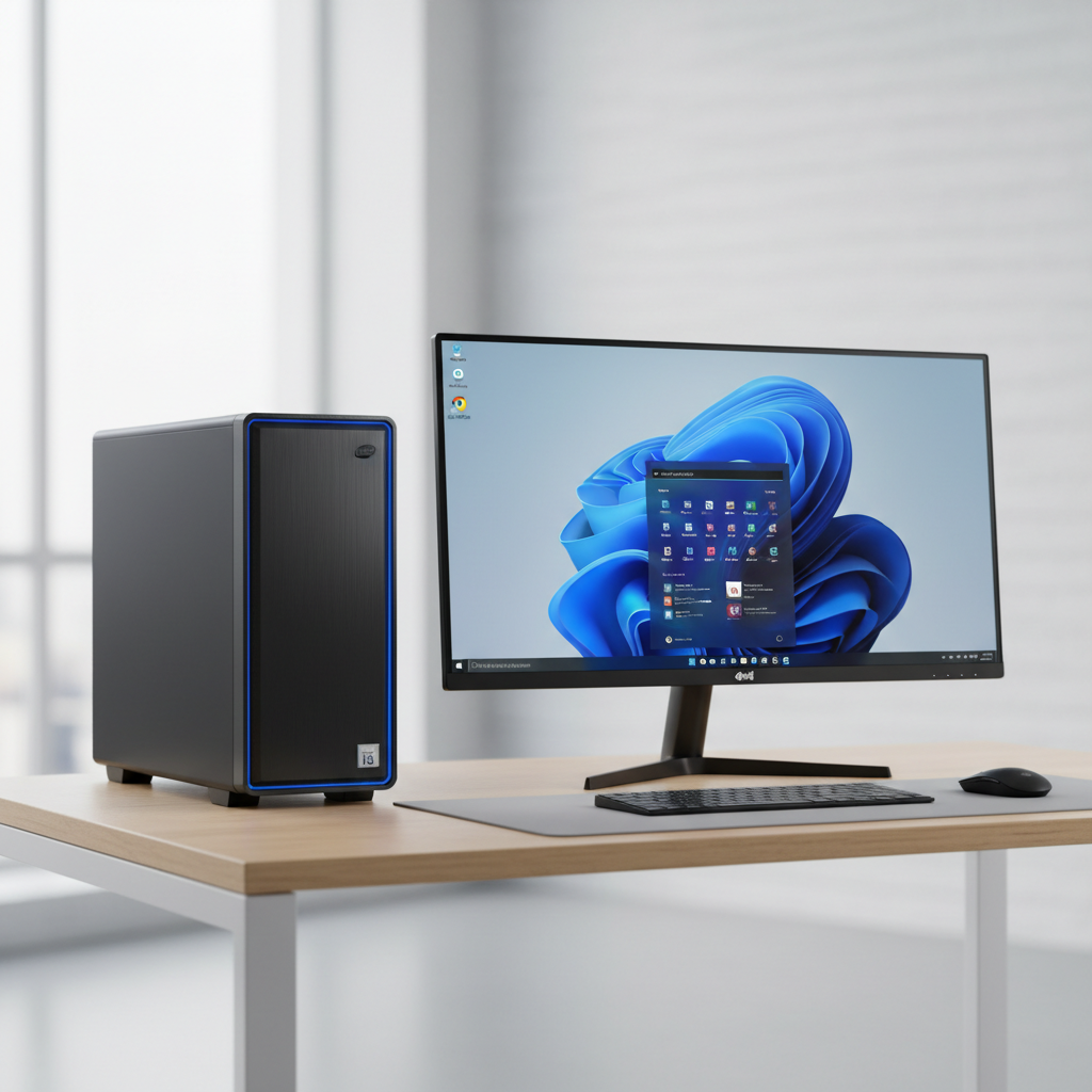 Computador en escritorio corporativo