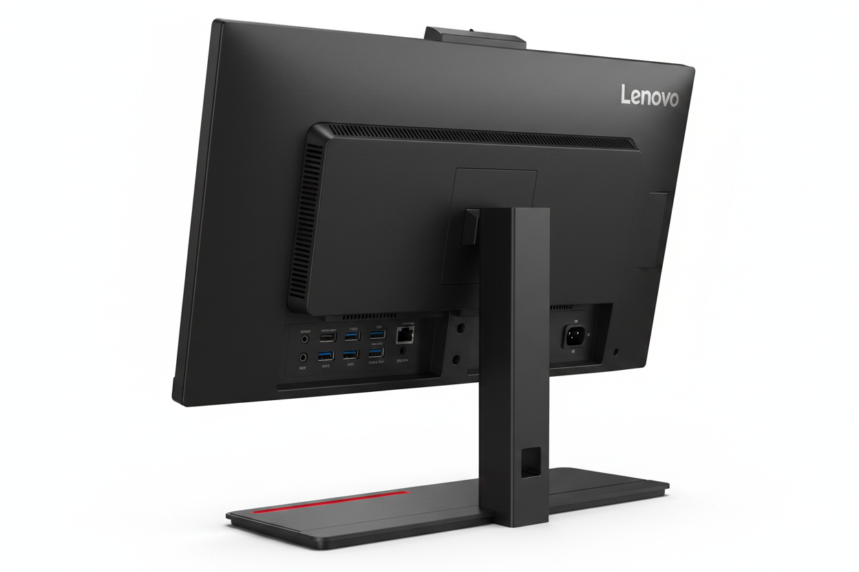 Lenovo ThinkCentre AIO M90a 24 pulgadas vista trasera tres cuartos